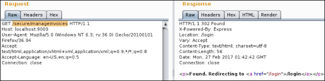 Express.js Software Security Login Page for Unauthenticated Users