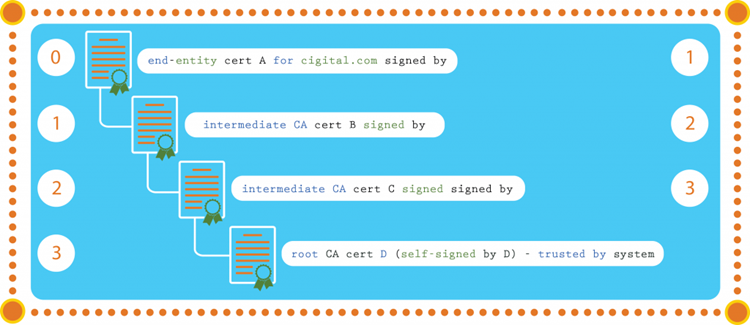 Visual Diagram of SSL Certificate Chain for Secure Internet Communication