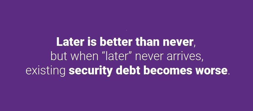 Conceptual Image of Security Debt Increasing Over Time