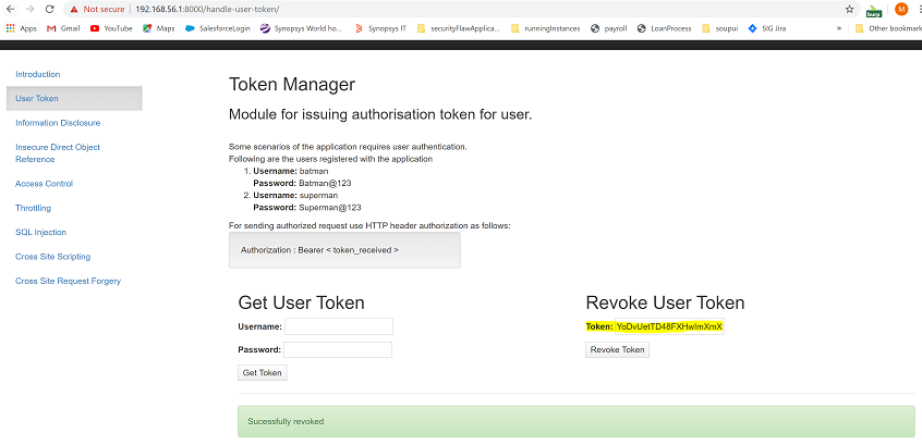 Expired Access Token Error Message in Tiredful API Security Software