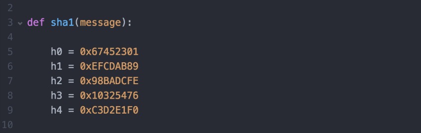 SHA-1 Mac Length-Extension Attack Demonstrated in Python Code Screenshot
