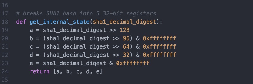 Python Code Illustrating SHA-1 MAC Length-Extension Attack Process
