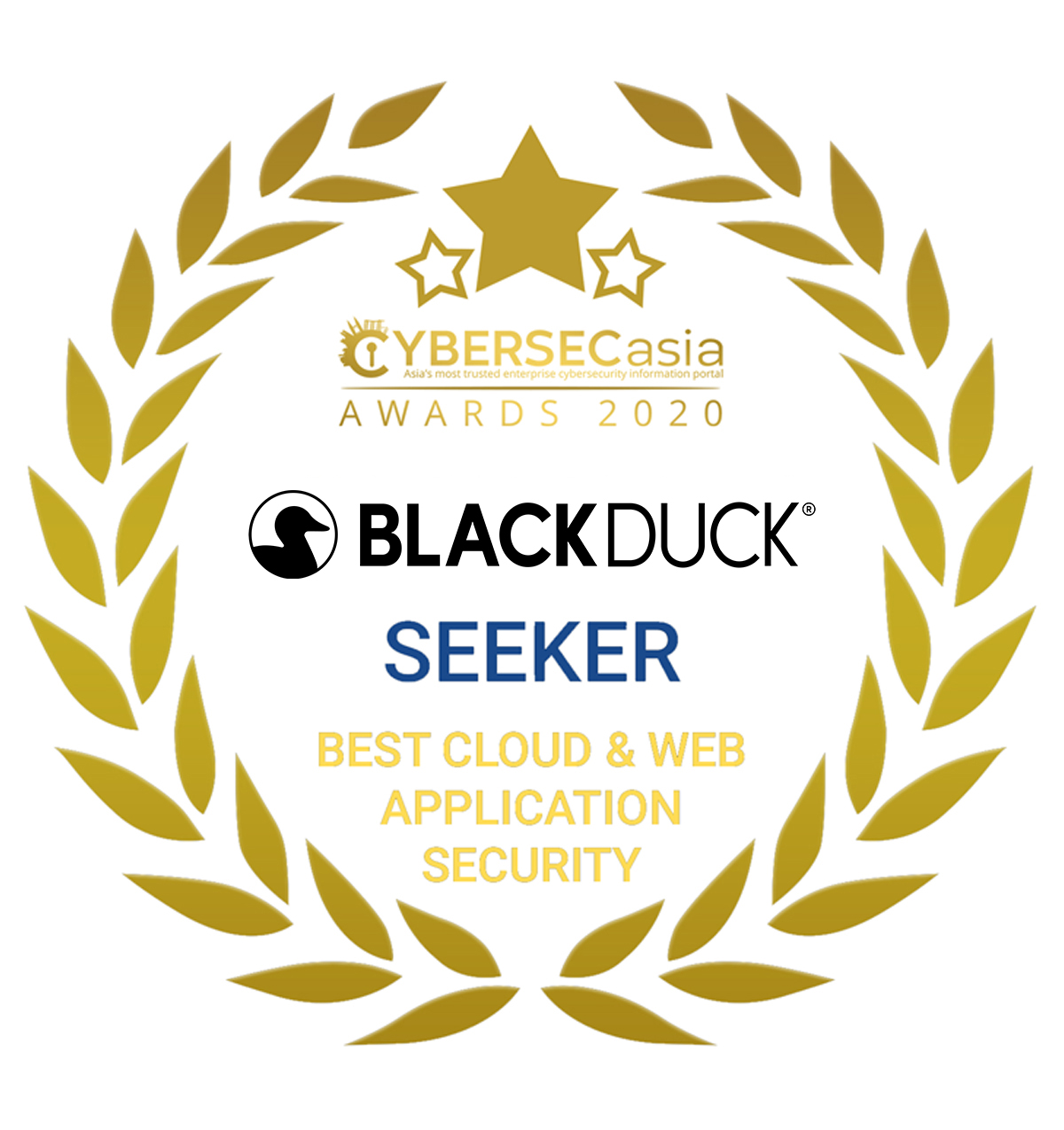 CybersecAsia Awards 2020 badge for Black Duck® Seeker, best in cloud & web application security